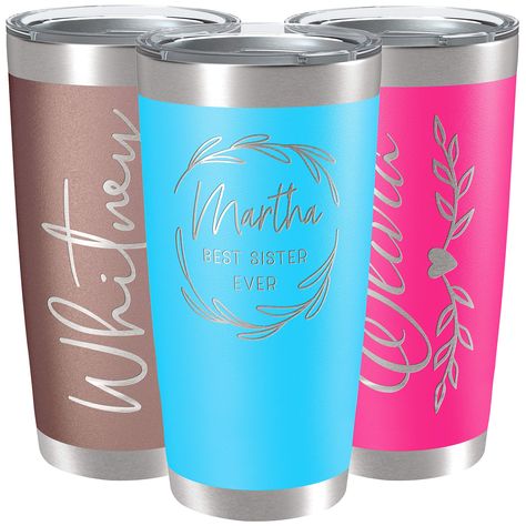 PRICES MAY VARY. CREATE A UNIQUE GIFT WITH PERSONALIZATION LAB: Personalize your own tumbler by clicking "CUSTOMIZE NOW" and choosing from 13 designs and 11 colors. Engraving is included in the price and comes out silver, making it an ideal gift for any occasion. VERSATILE DRINKWARE: Our premium drink tumbler is available in 20 oz. or 30 oz. sizes, making it perfect for sports, fitness, gym, traveling, staying hydrated at work, and enjoying hot or cold beverages. Whether you're at the gym, runni Best Sister Ever, Drink Tumbler, Drinks Tumbler, Staying Hydrated, Cold Drink, Personalized Cups, Personalized Tumblers, 20 Oz Tumbler, Wall Insulation