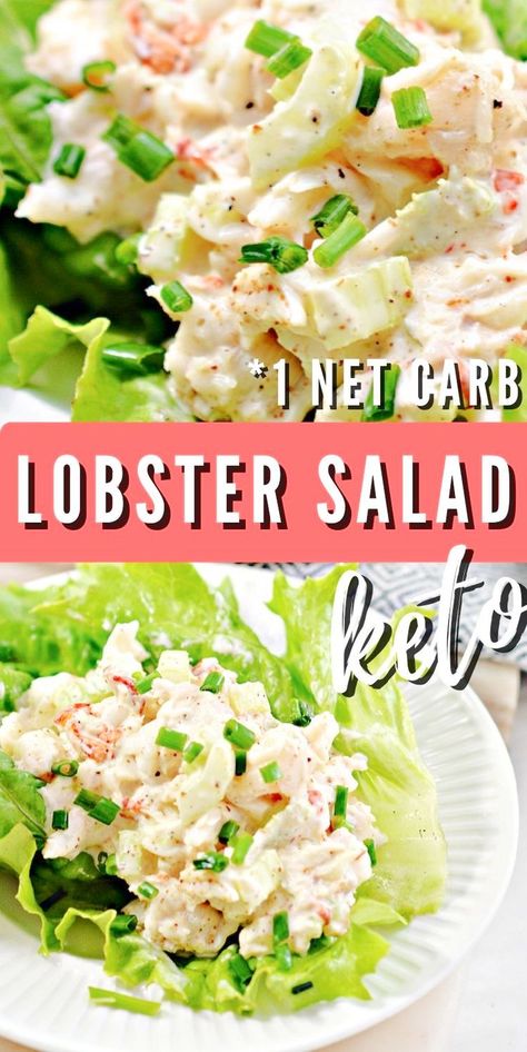 Whole30 Lobster Recipes, Lobster Salad Sandwich, Low Carb Lobster Recipes, Lobster Lunch Ideas, Low Carb Seafood Salad, Lobster Meat Recipes Healthy, Keto Seafood Salad, Canned Lobster Recipes, Low Carb Crab Salad