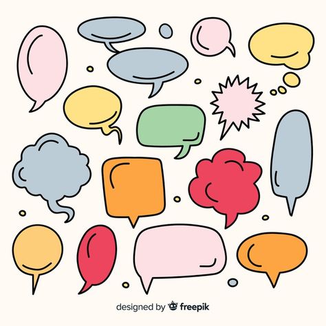 Hand drawn speech bubble collection Free... | Free Vector #Freepik #freevector #icon Comic Cloud, Dialogue Balloon, Bubble Collection, Dialogue Bubble, Talk Bubble, Balloon Template, Bubble Quotes, Box Cartoon, Typographic Quote