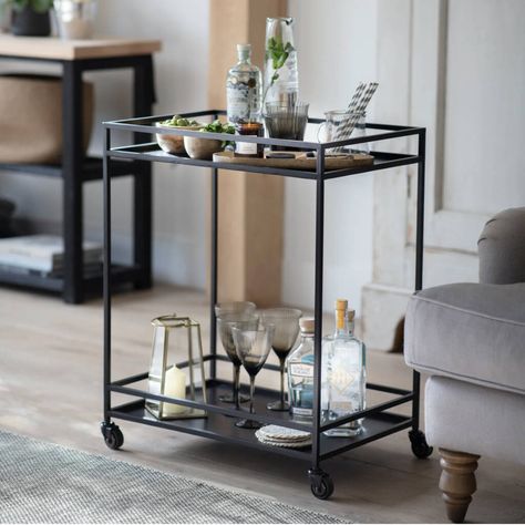 Mobile Bar Cart, Bar Trolley, Bar Sala, Room Styling, Drink Bar, Drinks Trolley, Low Shelves, Bar Drinks, Bar Table