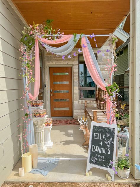 Fairy Party Entrance, Our Fairy First Birthday, Magic Fairy Birthday Party, Fairy Themed Birthday Decor, Fairy Themed 3rd Birthday, Fairy Birthday Party Ideas Indoor, Magical Garden Birthday Party, Enchanted Fairy Garden Party Backdrop, Garden Fairy Birthday Party Decoration