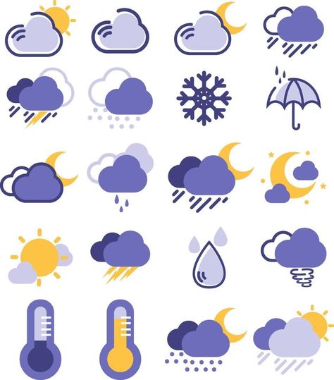 Cute Weather Icons, Weather Graph, Weather Icon, Weather Icons, Weather Change, Seamless Pattern, Seamless Patterns, Vector Art, Vector Free