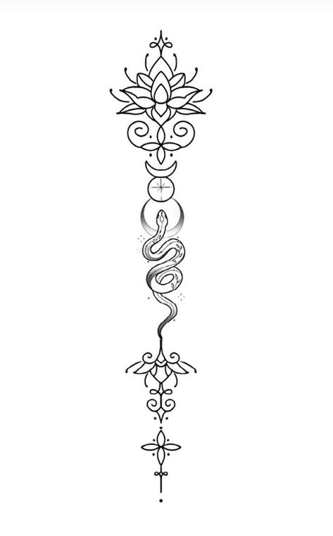 Spine tattoo Spiritual Spine Tattoos, Spine Tattoos Women, Spin Tattoos For Women, Spin Tattoos, Vertical Tattoo, Back Tattoos Spine, Casino Tattoo, Protection Sigils, Floral Back Tattoos