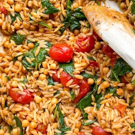 Baked Tomato Orzo Orzo Cherry Tomato, Cherry Tomato Orzo, Vegetable Orzo, Gluten Free Orzo, Beet Salad With Feta, Tomato Orzo, Honey Balsamic Dressing, Orzo Recipe, Orzo Pasta Salad