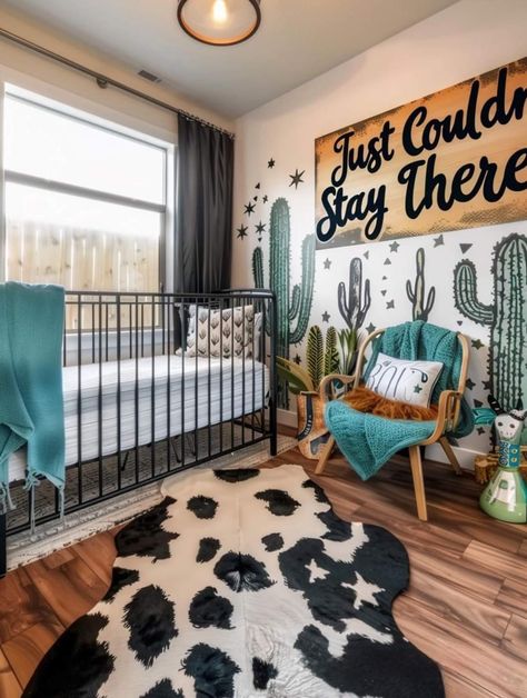 Sunroom Nursery Ideas, Bull Themed Nursery, Western Nursery Mural, Western Chic Nursery, Little Boys Nursery, Modern Western Nursery, Country Theme Bedroom, Western Toddler Room, Baby Themes Rooms