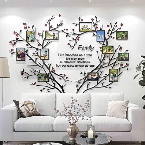 Love Family Tree Wall Decor Picture Frame Collage Removable 3D DIY Acrylic... | eBay Family Tree Wall Decor Living Room, Family Collage Wall Ideas Canvas Photos, Picture Frame Wall Ideas Living Room, Diy Family Tree Wall Decor, Family Picture Frame Ideas, Family Tree Wall Ideas, Family Tree Picture Wall, Diy Picture Collage Ideas, Family Collage Wall Ideas