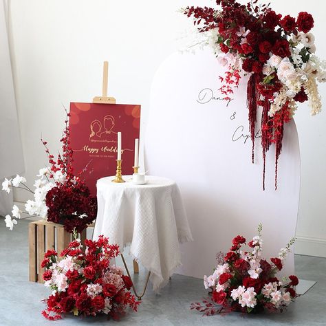 Red Wedding Archway Flower, Wedding Corner Swag, Outdoor Wedding Backdrop, Floral Table Runner Bridal Shower Decor Floral Arch Arrangement Material:silk Occasion:Valentine's Day,Party,Home,Garden,wedding Colors:white Total length:as show in the picture SHIPPING : 3-7 business days delivery after placing an order. 1. Large packages of the flowers are transported through EMS or China Post or UPS，about one months. 2. Small packages of the flowers are transported by epacket, about 2 months. Sometime Pink And Red Wedding Theme Wedding Ceremony Decor, Red And Beige Wedding Decor, Bridal Shower Table Flower Arrangements, Flower Free Wedding, Red Wedding Shower Theme, Red Wedding Theme Ceremony Decor, White Red Wedding Decoration, Red White Floral Arrangements, Red Bridal Shower Decorations