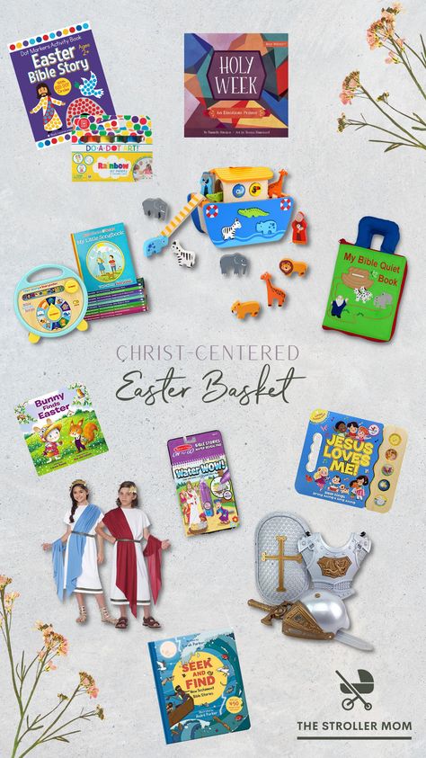 Christ-Centered Easter Basket Ideas and Gifts for Your Kids! Easter Basket Ideas About Jesus, Faith Easter Basket, Christian Based Easter Baskets, Jesus Centered Easter Basket, Resurrection Basket Ideas, Christian Easter Traditions For Kids, Biblical Easter Basket Ideas, Christian Easter Basket Ideas For Kids, Christian Easter Basket For Kids