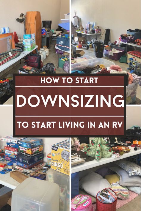 How to downsize and get rid of your stuff to live a more simple life while travel in an RV. Organization Ideas For Camper Living, Organizing Ideas For Rv Living, Living In Camper While Building House, Minimalist Camper Living, Living In Motorhome, Tiny House Living Tips, Trailer Life Rv Living, Living In Trailer, Living In A Camper Full Time Stationary