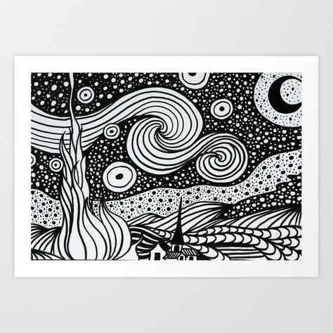 Vincent Van Goghe, The starry night, Minimalistic art Art Print by Anastasia Walfs - X-Small Minimalistic Art, The Starry Night, Vincent Van, Society6 Art, Abstract Prints, Art Art, Printing Process, Starry Night, Wall Prints