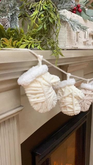 Shamara Latham / UGC Creator / Recipes / DIYs on Instagram: "Here’s a fun one from #christmasshenanigans past! ❄️ 🧤 MINI MITTENS! You can make these mittens to use as ornaments or on gifts or to make a garland like mine. . 🧤 I used 3 shades of yarn for the different mitten sets but you can use the same or use colored yarn, embellish them or whatever! Just be creative and have fun! . 🧤If you make them please tag me so I can see yours! . 🧤DOUBLE TAP if you like them! . 🎄Wanna see what the res Mitten Garland, Make A Garland, Christmas Name Tags, Mitten Ornaments, Winter Mittens, Diy Garland, Christmas Past, Winter Crafts, Be Creative