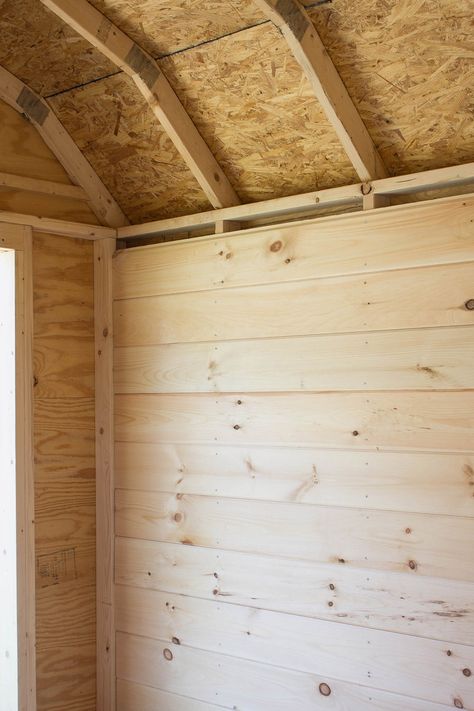 Styling a She Shed With Shiplap Walls Timber Frame Shed, She Shed Interior, Building Hacks, Shed Makeover, Shed Office, Installing Shiplap, Shed Decor, Shed Interior, Shiplap Walls