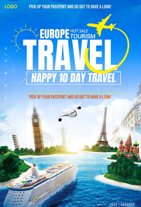 Travel New Year Creative Ads, Travels Creative Ads, Travel Poster Design Graphics, Travel Creative Ads, Travel Agency Poster, Moodboard Travel, Travel Banner, Study Abroad Travel, Last Minute Travel Deals