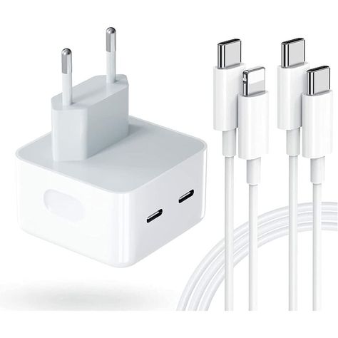 Electricité > Alimentation > Batterie et chargeur > Chargeur pour électroportatif JOORRT, Chargeur double port 35W: Ce chargeur rapide iPhone est équipé de 2 ports de charge USB C, orsque vous n'utilisez qu'un seul port de charge, la puissance de sortie de charge estde 35W. Supporte la charge de 2 appareils en même temps mais la sortie de 17.5W pour chaque port lors de la charge. Puce intelligente: Le chargeur iPhone equipped with des protections à puce intelligentes pour protéger votre ordinate Travel Things, Ipad Pro, Gadgets, Ipad, Cable, Iphone, Quick Saves