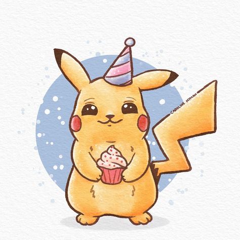 Birthday Card Pokemon, Pokémon Birthday Cards, Pokemon Birthday Cards, Happy Birthday Pikachu, Pikachu Watercolor, Diy Pokemon Cards, Happy Birthday Pokemon, Pokemon Watercolor, Pokemon Clipart