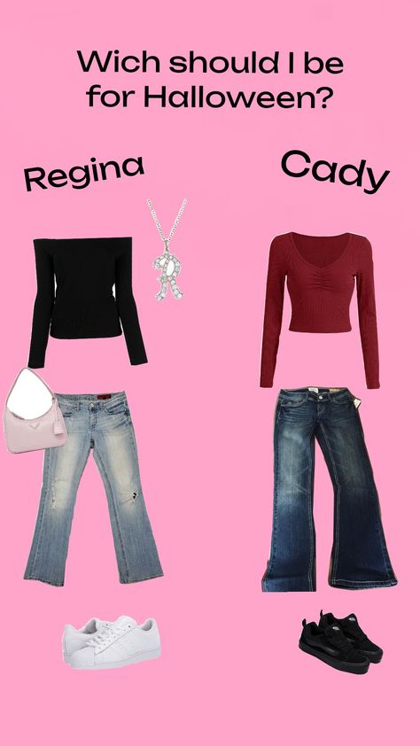 What should I be for Halloween? #reginageorge #cadyheron #halloweencostume #meangirls Meangirls Inspired Outfit Halloween, Cady Mean Girl, Mean Girls Halloween Costumes, Mean Girls Costume, Mean Girls Halloween, Mean Girls Party, Mean Girls Outfits, Cady Heron, Regina George