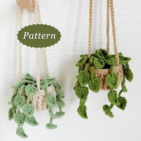 Plant Crochet Pattern, Hanging Basket Crochet, Plant Crochet, Crochet Succulent, Basket Crochet, Hanging Diy, Back Post Double Crochet, Confection Au Crochet, Crochet Car