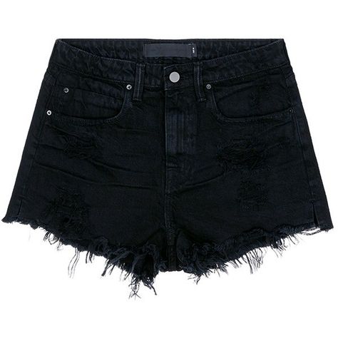 Alexander Wang 'Bite' distressed cut-off denim shorts (€170) ❤ liked on Polyvore featuring shorts, bottoms, short, pants, black, jean shorts, vintage high waisted shorts, distressed denim shorts, high rise jean shorts and high-waisted shorts Black Jean Shorts Outfit, High Waisted Black Jean Shorts, High Waisted Ripped Shorts, Distressed High Waisted Shorts, Vintage High Waisted Shorts, Denim Shorts Style, Destroyed Denim Shorts, Jean Short Outfits, Pants Short