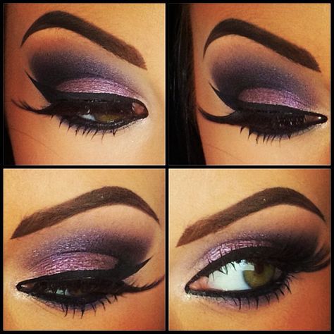 Purple Smokey Eye Evil Queen Makeup, Makeup Witch, Maleficent Makeup, Evil Queen Costume, Holloween Makeup, Purple Smokey Eye, Witch Makeup, Queen Makeup, Smoky Eyes