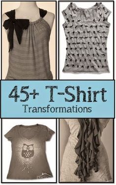 Let It Shine: 45+ T-Shirt Refashion Tutorials Gamle T Shirts, T Shirt Refashion, Shirt Transformation, Shirt Makeover, Diy Clothes Refashion, Upcycle Shirt, Tshirt Refashion, Diy Vetement, Sew Ins