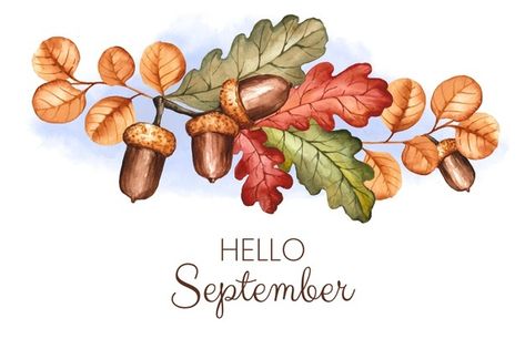 September Clipart Free, September Watercolor, September Drawings, September Clipart, September Painting, September Illustration, September Background, Diy Watercolor Cards, September Art