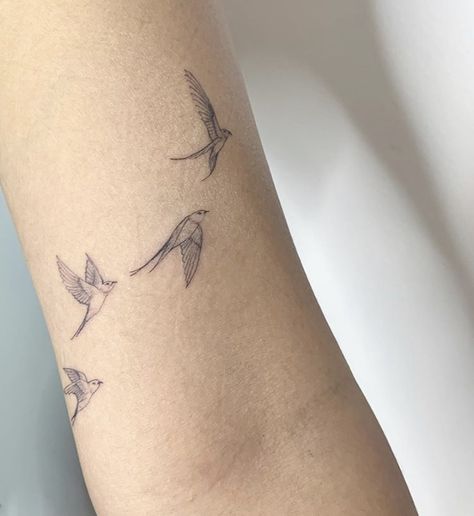 Bird Drawings Tattoo, Wrist Tattoos For Women Birds, Bird Tattoo Dainty, Arm Tattoos For Women Birds, Inner Bicep Small Tattoo, Birds Tattoo On Arm, Forearm Bird Tattoo Women, Delicate Bird Tattoos For Women, Pretty Bird Tattoo