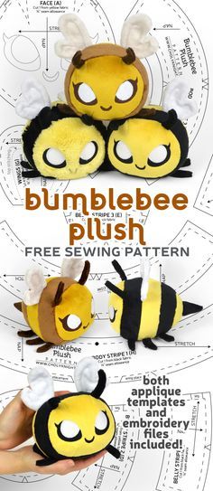 Free Pattern Friday! Bumblebee Plush | Choly Knight Sewing Patterns Free Kids, Sewing Patterns Free Tops, Free Kids Sewing Patterns, Pdf Sewing Patterns Free, Free Dress Sewing Patterns, Kids Sewing Patterns Free, Plush Sewing Patterns, Kawaii Sewing, Kids Sewing Patterns