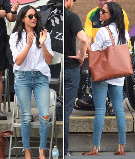 Estilo Meghan Markle, Meghan Markle Outfits, White Shirt Outfits, Meghan Markle Style, Mode Jeans, White Button Down Shirt, Ținută Casual, 가을 패션, Mode Inspiration