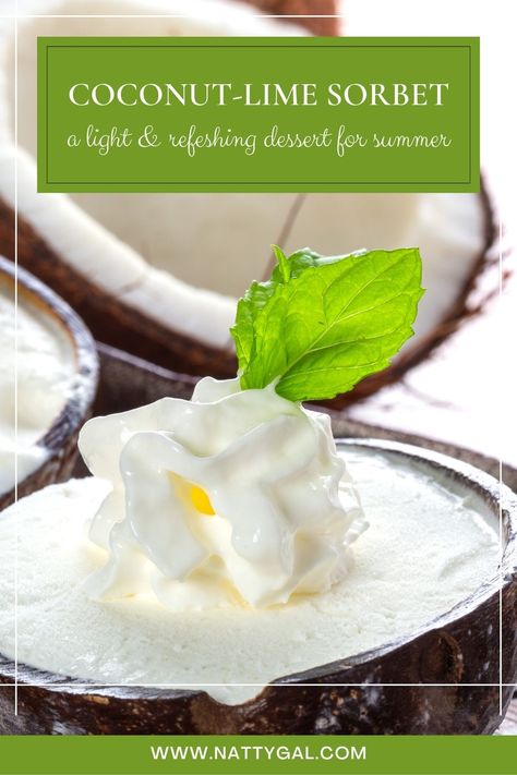 Need a light & refreshing dessert for the summer months? This Coconut-Lime Sorbet is easy and oh, so delicious. #easyrecipes #lightrecipes #sorbet #easydesserts #summerdesserts Dessert For Summer, Sorbet Is, Coconut Sorbet, Lime Sorbet, Thai Cooking, Sorbet Recipes, Unsweetened Coconut Milk, Refreshing Desserts, Unsweetened Coconut