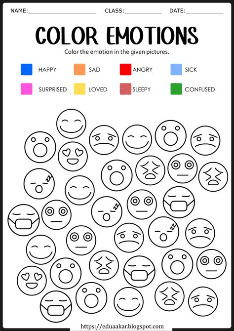 Feelings and Emotions Worksheet Emotion Sorting Activities, Thoughts And Feelings Activities, Emotional Recognition Activities, Color Emotions Feelings, Worksheets About Feelings, Aba Therapy Activities Emotions, Social Emotional Activities For Kindergarten, Understanding Emotions Worksheet, Big Feelings Activities