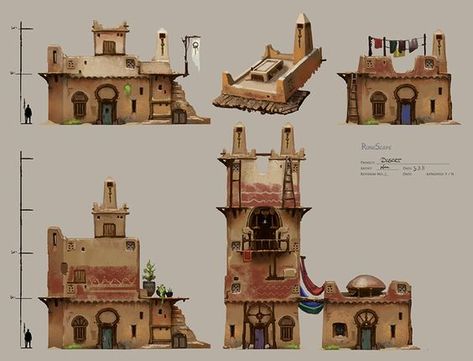 Desert buildings: Props Concept, Building Concept, Digital Art Gallery, Game Environment, Game Concept, Prop Design, Visual Development, Environment Design, Best Pictures