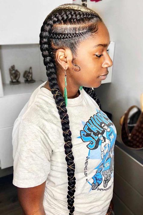 Cute Double Ghana Braids #braids #naturalhair ❤️ Whatever black braided hairstyles African Americans show up with always look amazing! Want to be on point too? Dive in our gallery: Senegalese twists, cornrows, simple braided updos, and lots of protective styles for women are here! ❤️ #lovehairstyles #hair #hairstyles #haircuts #blackhair Braided Hairstyles African, Kepang Dua, Braided Updos, Black Braided Hairstyles, Two Braid Hairstyles, Senegalese Twists, Twisted Hair, Ghana Braids, Feed In Braids Hairstyles