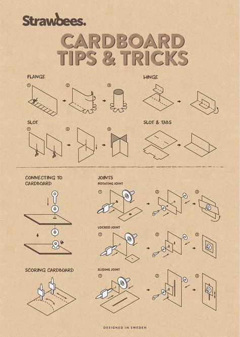 Attachment Techniques, Arte Pop Up, Diy Karton, Karton Design, Cardboard Crafts Diy, Cardboard Design, Cardboard Box Crafts, Cardboard Toys, Folding Origami