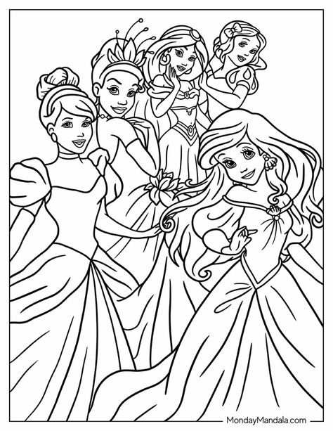 Princess For Coloring Free Printable, Princess Drawing For Coloring, Free Disney Colouring Pages, Rapunzel Coloring Pages Free Printable, Princess Coloring Sheets Free Printable, Princess Printables Free Coloring, Coloring Disney Princess, All Disney Princess Coloring Pages Free Printable, Disney Free Printable Coloring Pages