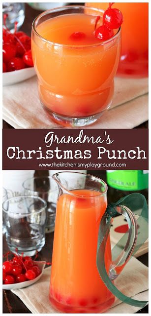 Grandma's Christmas Punch ~ A perfect holiday punch for big Christmas parties or small gatherings alike. Great to serve with a tray of cookies, like Grandma does! #Christmas #Christmaspunch #punchrecipes #partypunch #thekitchenismyplayground www.thekitchenismyplayground.com