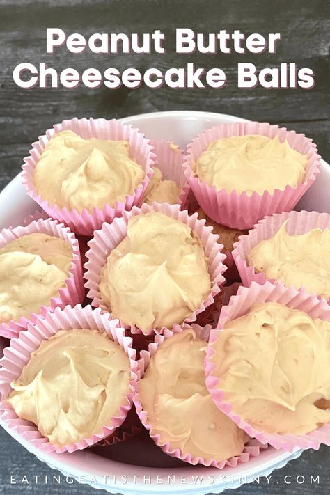 keto-peanut-butter-cream-cheese-fat-bombs-pin. Cream Cheese Keto Recipes, Peanut Butter Cheesecake Balls, Peanut Butter Cream Cheese, Cheesecake Balls, Peanut Butter Cream, Keto Peanut Butter, Keto Cream, Keto Candy, Peanut Butter Cheesecake