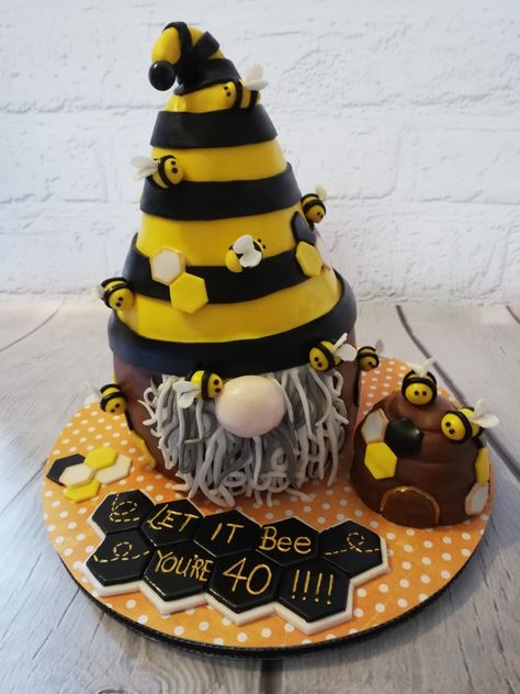 Gonk bee cake.chocolate mud cake,swiss meringue buttercream. #gonk#bee#chocolate cake#swiss meringue buttercream Gonk Cake Ideas, Gonk Birthday Cakes, Gonk Cake, Chocolate Cake Swiss, Gnome Birthday Cake, Crazy Birthday Cakes, Bee Cake, Chocolate Mud Cake, Mud Cake