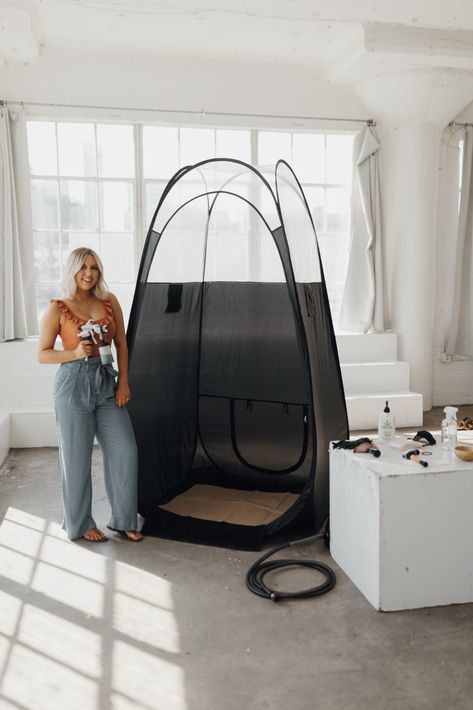 All About Spray Tan Pop-Up Events - bronzeboss.co Room Ventilation Ideas, Spray Tan Business Marketing, Spray Tan Business Cards, Mobile Spray Tanning Business, Spray Tan Tent, Spray Tan Room, Spray Tan Booth, Spray Tan Marketing, Spray Tanning Quotes