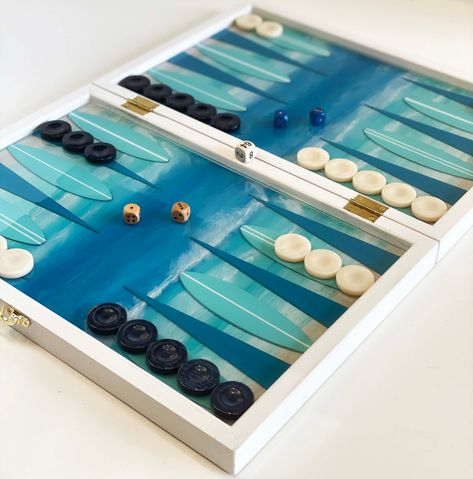 Custom Backgammon Boards — Studio Jean-Michel Custom Backgammon & Chess Chess Boards, Backgammon Table, Backgammon Board, Backgammon Set, Surfboard Design, Carving Designs, Jean Michel, Luxury Holidays, Functional Art