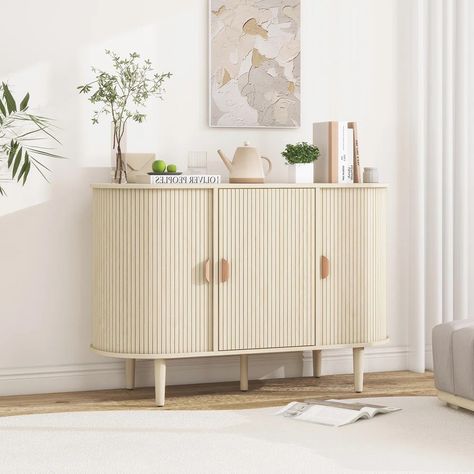 You'll love the Hokku Designs Accent Cabniet with 3 door,Sideboard Cabniet for Living Room at Wayfair - Great Deals on all products with Free Shipping on most stuff, even the big stuff. Sideboard Cabinet Modern, Entryway Cabinet, Cabinet Sideboard, Accent Storage Cabinet, Sliding Door Design, Dining Cabinet, Natural Living Room, Wooden Console, Console Cabinet