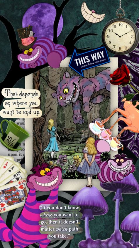 #cheshirecat #aliceinwonderland Cheshire Cat Wallpaper, Gatto Del Cheshire, Alice In Wonderland Fanart, Alice In Wonderland Artwork, Wonderland Artwork, Alice In Wonderland Aesthetic, Alice And Wonderland Quotes, Getting A Tattoo, Disney Collage