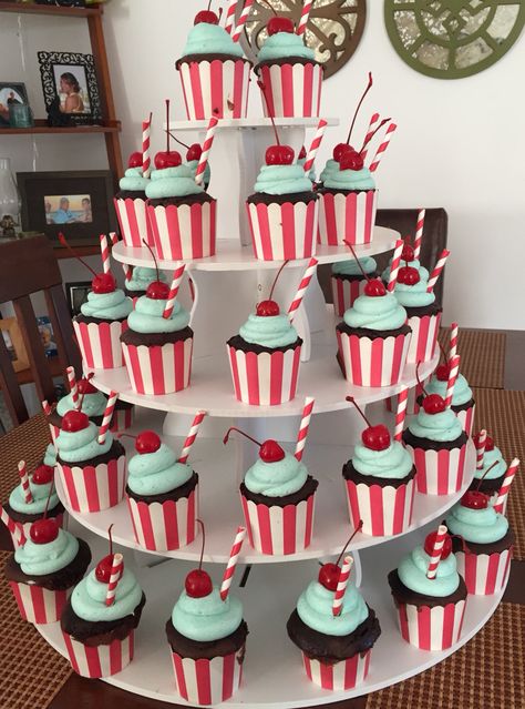 1950s Birthday Party Theme Food, 50s Sweet 16 Party, 50s Style Party, 50s Theme Cake Ideas, 50s Bday Party Ideas, 1950 Food Ideas Theme Parties, Pinup Party Theme, 50s Cake Theme, Oldies Birthday Party Ideas