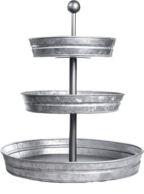 PRICES MAY VARY. 3-Tier Serving Tray 16-7/8" dia. x 18-1/8"H Metal Coffee Margarita, 3 Tier Serving Tray, Tier Serving Tray, Tiered Serving Stand, Margarita Bar, Outdoor Graduation Parties, Country Farmhouse Kitchen, Outdoor Graduation, Rustic Country Farmhouse