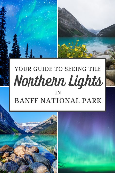 How to See the Northern Lights in Banff National Park, Canada Northern Lights Banff, Northern Lights Photo Ideas, Things To Do In Banff Canada, Canmore Alberta Things To Do, Northern Lights Canada, Banff Travel, Alberta Canada Travel, Northern Lights Photo, Northern Lights Viewing