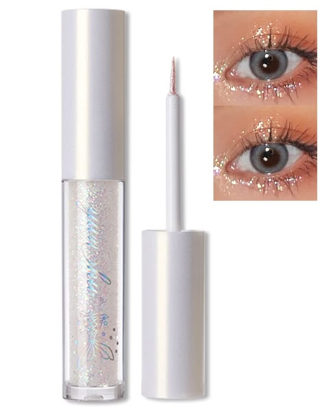 Erinde Liquid Glitter Eyeshadow Eyeliner, Korean Makeup, | Tear Drop, Shimmer Metallic, Lightweight Water Texture, Long Weari Eye Glitter Makeup Products, Eye Liquid Glitter, Korean Glitter Eyeliner, Eye Shimmer Products, Sparkly Makeup Products, Shine Eyeliner, Eyeliner Korean, Korean Eyeliner, Eye Glitter