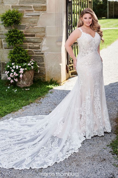 City Wedding Dress, Mon Cheri Bridal, Fit And Flare Gown, Martin Thornburg, Flare Gown, Cedar City, Top Wedding Dresses, Plus Size Lace, Designer Bridal Gowns