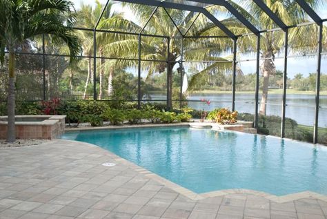 Pool Screen Enclosure, Florida Naples, Landscaping Around Pool, Pool Cage, How To Landscape, Screened Pool, Florida Pool, Luxury Swimming Pools, Screen Enclosures