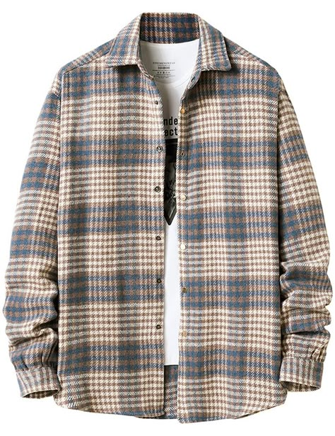 PRICES MAY VARY. Soft flannel cotton fabric, lightweight and warm, comfortable to wear. Relaxed fit, front snap button closure, snap button cuffs. Vintage fashion classic plaid pattern, turn down collar, long sleeve. Suitable for casual daily, home, outdoor activity, dates and party, spring, autumn and winter. Loose fit, please refer to the detailed size chart in the product description before placing your order! The brand "Locachy" is designed with simplicity, relaxing and comfortable, focus on Cotton Plaid Shirt, Plaid Shirt Men, Plaid Shirts, Men Shirt Style, Flannel Fabric, Bag Dress, Plaid Flannel, Blue Plaid, Men's Casual