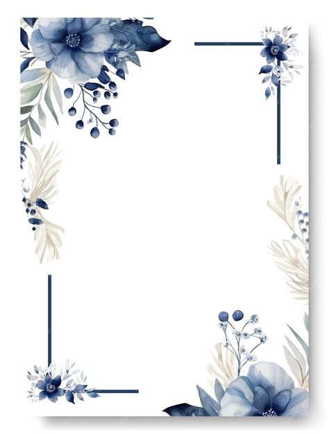 Premium Vector | Elegant blue poppy flower wedding card with floral frame multi purpose Border wedding invitation Blue Wedding Invitation Background, Floral Border Design Frames, Best Border Design, Frame Design Background, Poppy Flower Wedding, Blue Flower Frame, Blue Poppy Flower, Template Undangan, Wedding Card Format