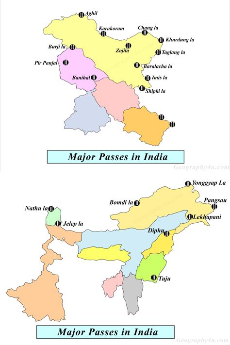 In this article, I have discussed the important passes in India with the help of maps and charts. From the exam perspective, this topic is very important for geography optional and General studies of UPSC and Bpsc in both prelims and mains. In previous years, many questions have been asked about the location and extension of these important passes in India. Geography Optional Upsc, Indian Geography Maps, Indian Geography Notes In Hindi, Geography Vocabulary, Indian Geography, India World Map, World Geography Map, Geography Facts, Basic Geography